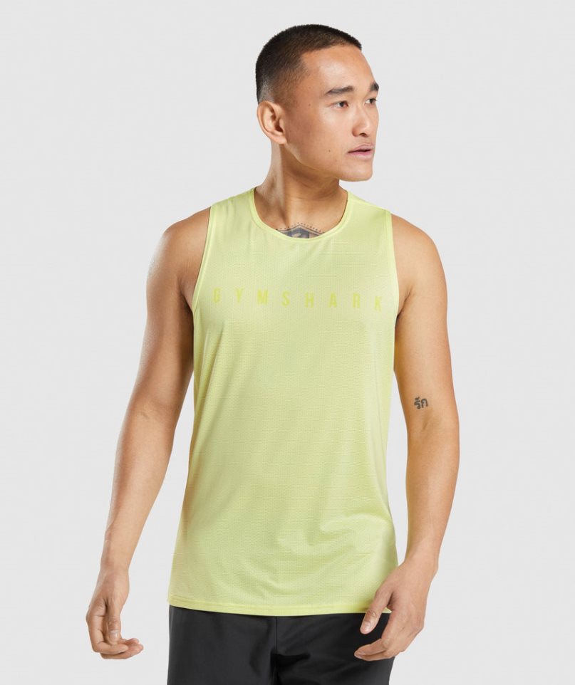 Men\'s Gymshark Sport Stripe Tanks Yellow | CA D1A53N